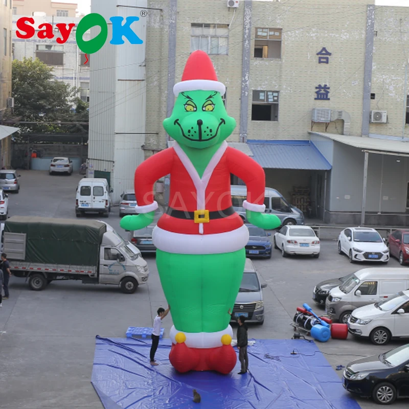 Надувной Рождественский Grinch as Santa 10 футов и 28 футов высокий Рождественский Декор с белым светильник для магазина