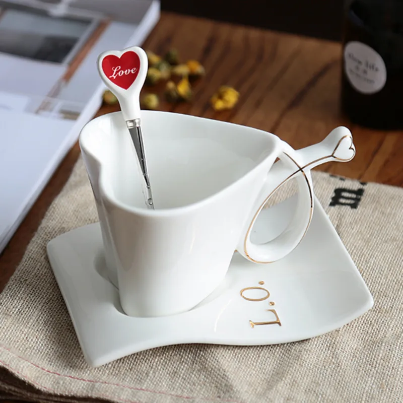 180 мл керамическая чашка креативные чашки в форме сердца для пары пара