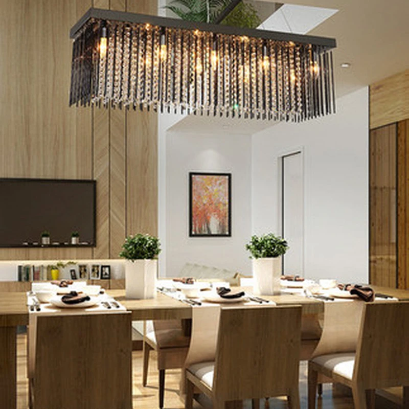 Хрустальная люстра для ресторана черная стеклянная прямоугольная потолочная