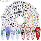 Абстрактные наклейки для ногтей с изображением черной змеи, цветов, для самостоятельного маникюра