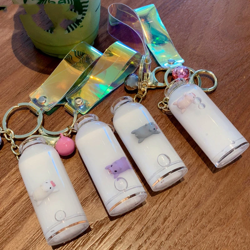 Плавающее молоко брелок на ключи в форме поросенка модная подвеска зыбучий песок