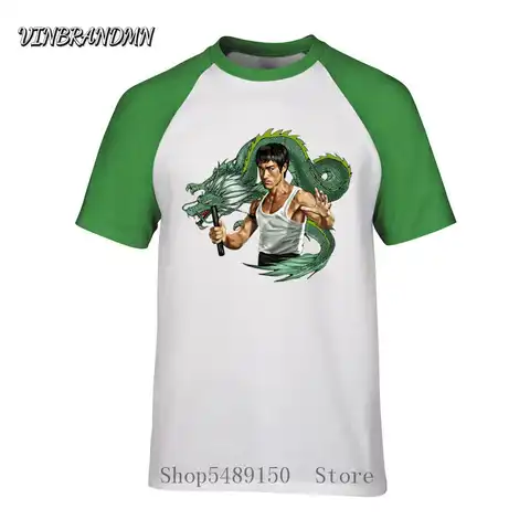 Футболка мужская с 3D-принтом Зеленого дракона, забавная уличная одежда с Брюсом, китайским джутом, Куне до кунфу ли