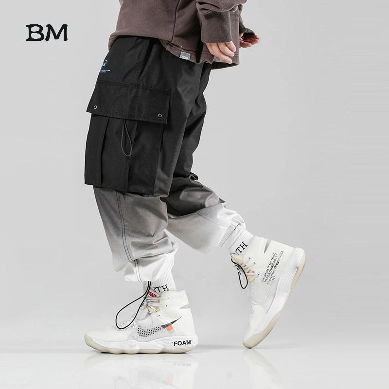 Fashion Gradient Reflective Pants Men High Quality Running Joggers Kpop Korean Style Trousers Hip Hop Streetwear Harem | Мужская одежда
