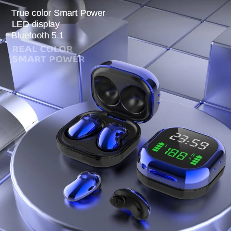 

TWS Wireless Bluetooth 5.1 Headphones Stereo HIFI Mini Headset 6D LED Color Screen Three True Display Clock Bluetooth Earphone