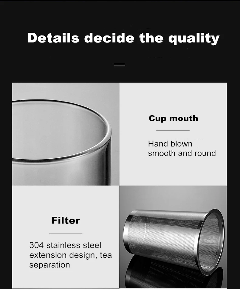 500ml Travel Heat-resistant Glass Tea Infuser Mug With Stainless Steel Lid Coffee Cup Tumbler Kitchen Heat-resistant Large