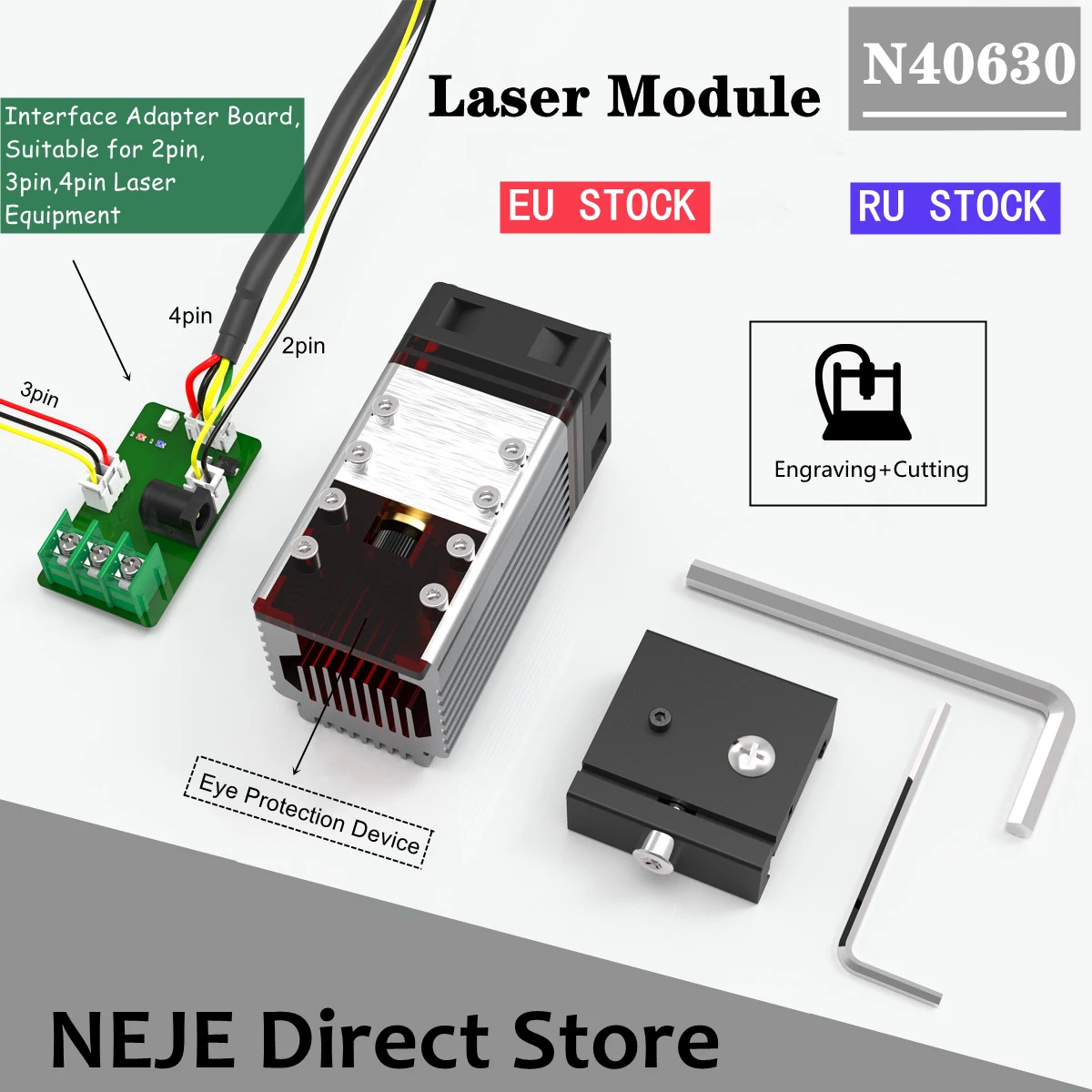 

Лазерная головка NEJE N40630, модуль 450 нм, лазерный TTL модуль, наборы для профессиональной лазерной гравировки с ЧПУ, инструмент для резки дерева