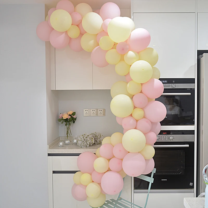 

131pcs DIY Macaron Baby Pink Yellow Balloon Pastel Latex Balloons Arch Baby Shower Romantic Wedding 1st Birthday Party Supplies