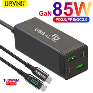 urvns gan 4 port 85w usb c power adapter 2port type c pd and qc3 0 fast usb charger for iphone 12 xiaomi samsung macbook pro free global shipping