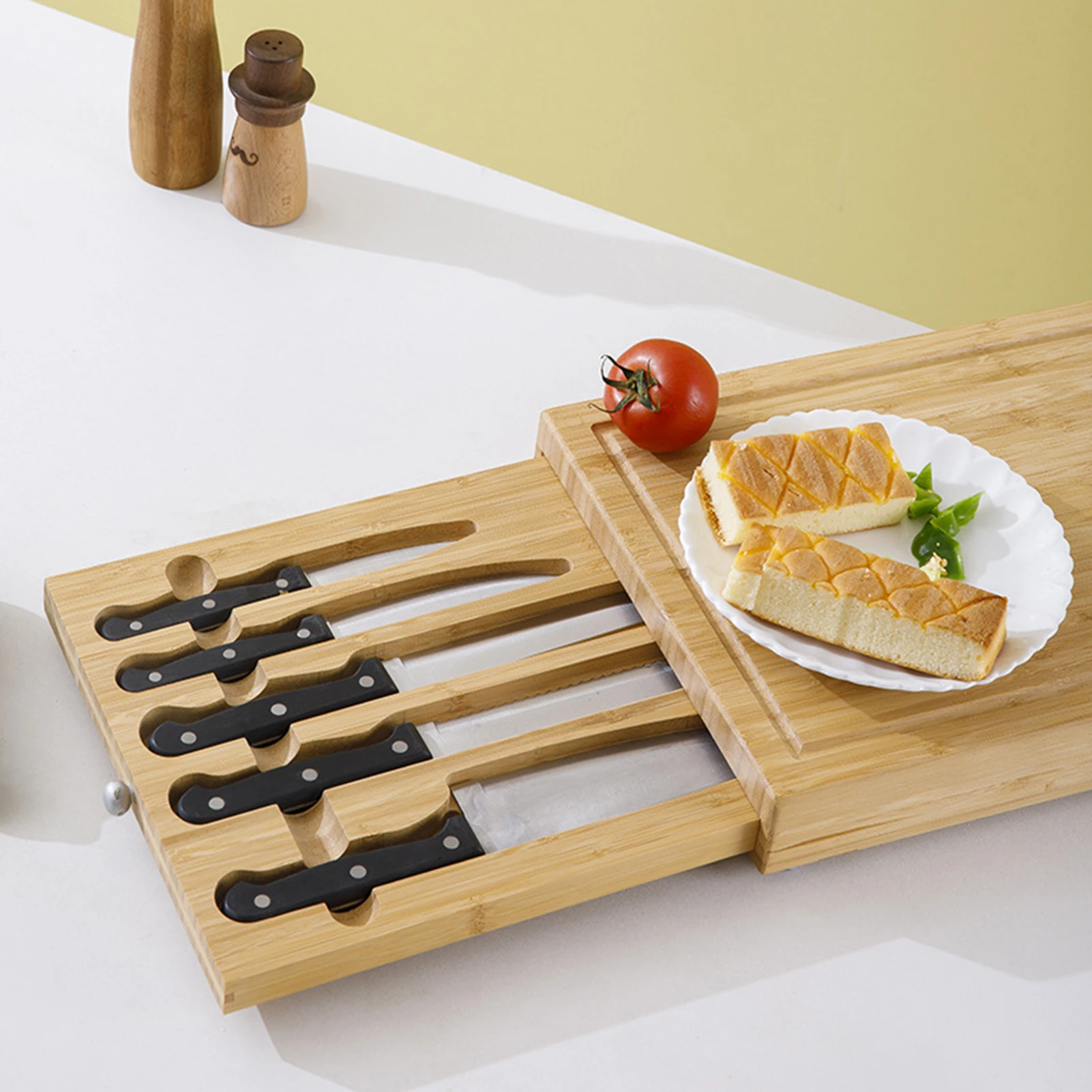 

Bamboo Cutting Board Kit Tableware Cheese Plate Snack Cheese Board Steak Cutlery With 5Pcs Knife And Fork Cooking Supplies DH