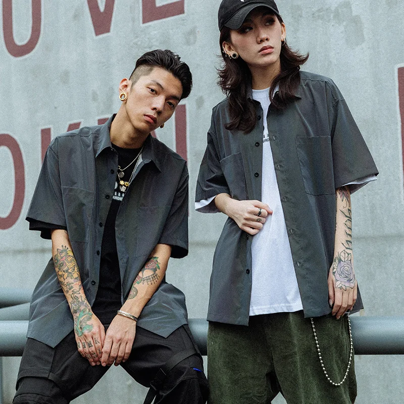 Мужская Светоотражающая рубашка с карманом лазерная Радужная пляжная в стиле