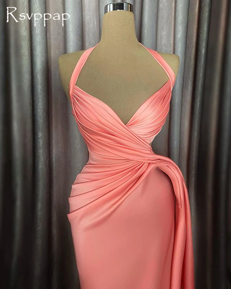 

Long Simple Evening Dresses 2020 Skinny Straight Sweetheart Pleat African Women Pink Satin Party Night Formal Gowns