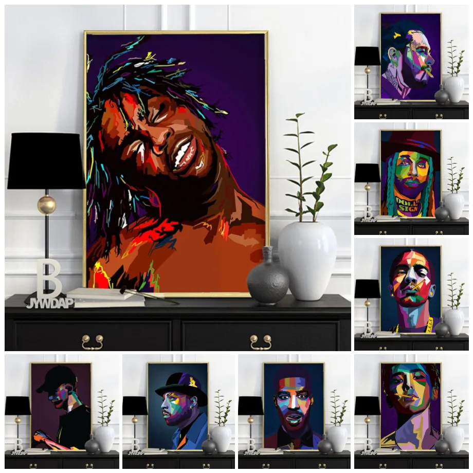 

Canvas Painting Abstract Colourful Rap Hiphop Music Rapper Posters And Prints Bar Club Modern Wall Art Pictures Home Decoration
