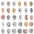 PDB 02 925 Серебряный красочный Циркон Сияющий Шарм Сердце Walk красочный дикий цветок галактика Циркон разделитель жемчуг Бесплатная доставка