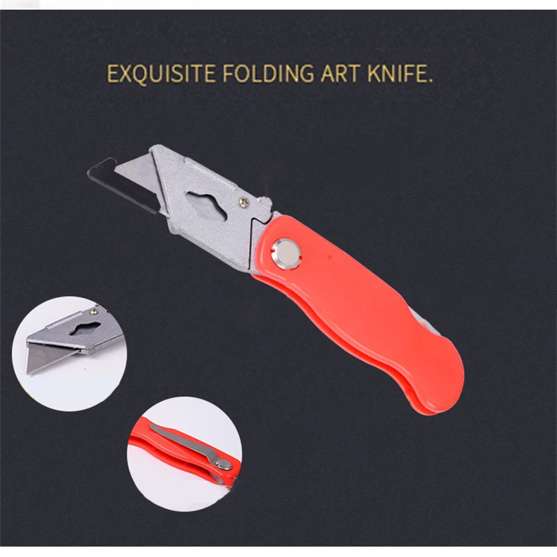 Folding Utility Knife Large Paper Cutter Open Box Carpet Wallpaper Ladder Blade Non Slip | Инструменты