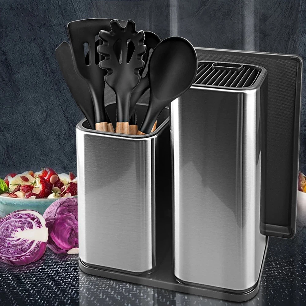 

Knife Stand Block for Kitchen Tube Spoon Storage Box Rack Cutlery Organizer Tableware Draining Chopstick Cage Cooking Tools