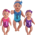 3 цвета купальник Русалочка + повязка для волос с бантом для 18 дюймов американская кукла девочка игрушка 43 см Одежда для новорожденных аксессуары наше поколение