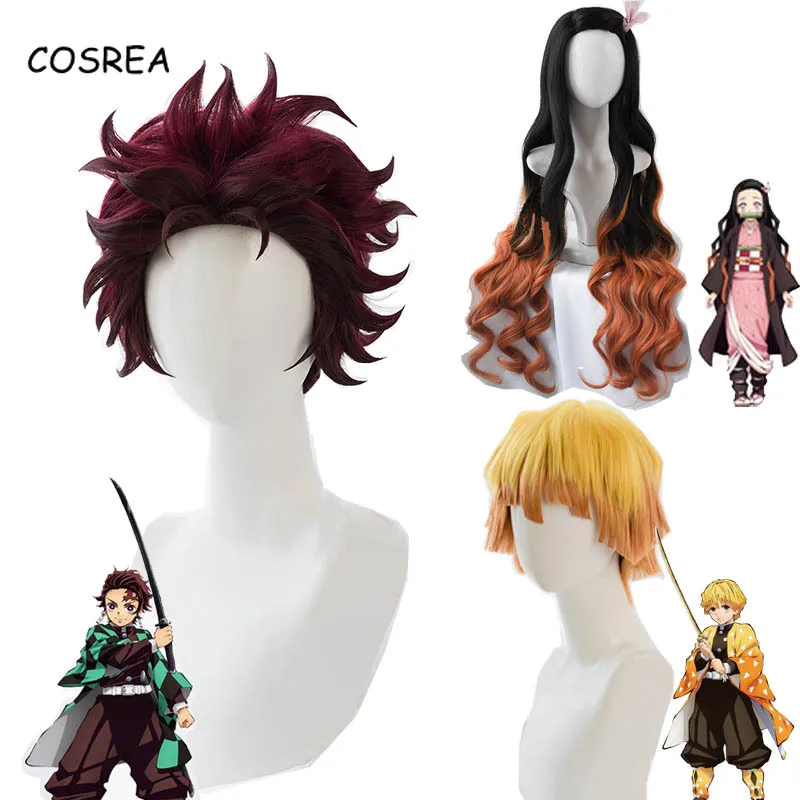 Demon Slayer kimetsu no yaiba Nezuko Tanjirou Agatsuma Zenitsu Tomioka Giyuu Inosuke Косплей парики