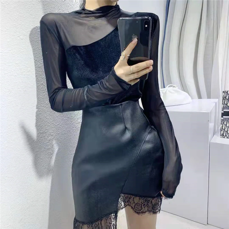 Лоскутная Водолазка женская футболка милые весенние облегающие Женские топы