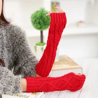 1 pair autumn winter women knit gloves arm wrist sleeve hand warmer girls rhombus long half winter mittens fingerless gloves
