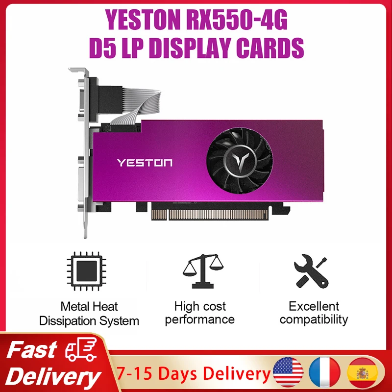 Видеокарта Yeston Radeon RX 550 GPU 4 ГБ GDDR5 3 0 бит для игрового настольного ПК видеокарты