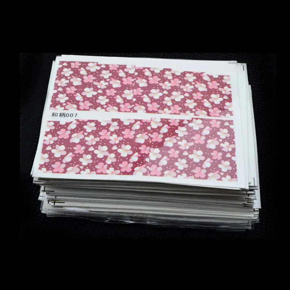 

10 Sheets Colorful Flower Manicure Nail Art Water Decals Full Cover Nail Transfer Wraps Stickers Tools