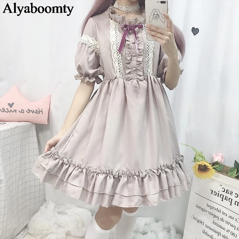 Женское милое платье японского стиля&quotлолита&quot симпатичное с оборками бантом и