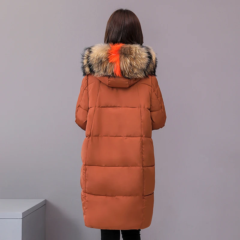 Plus Size 4XL 5XL Winter Jacket Women Padded Outwear Hooded Colorful Fur Female Coat Long Parka Mujer Invierno