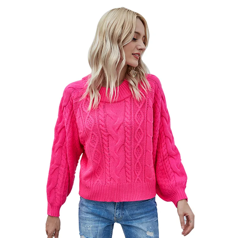 

Fashion Solid Cable Autumn Winter New Knitted Pullovers Sweater Women O-neck Full Sleeve Oversize Ladies Jumper Top