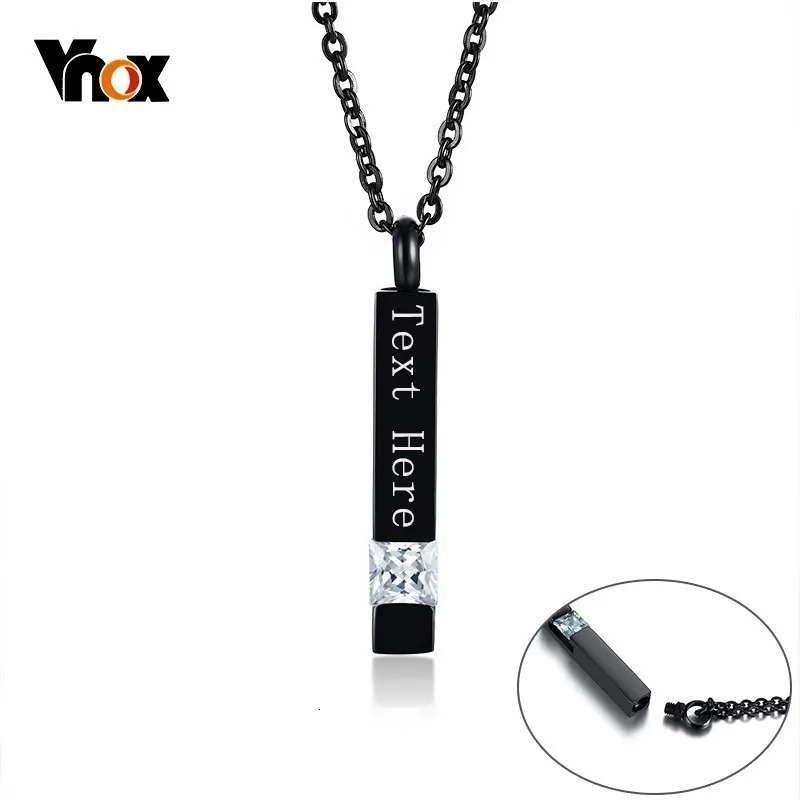 Ожерелья Vnox с гравировкой имени для мужчин и женщин ювелирные изделия черного