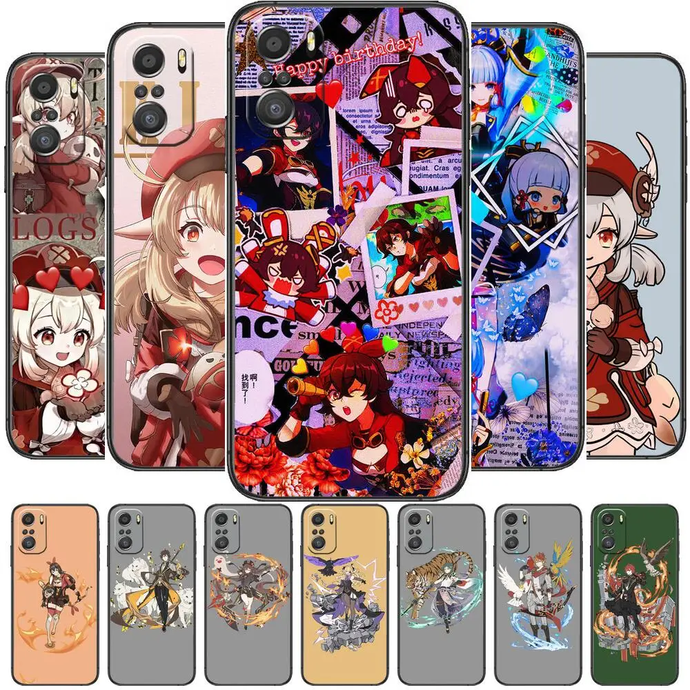 

top genshin impact cartoon Phone Case For XiaoMi Redmi Note 10 9 9s 8 7 6 5 A Pro s T Black Cover Silicone Back Pre style