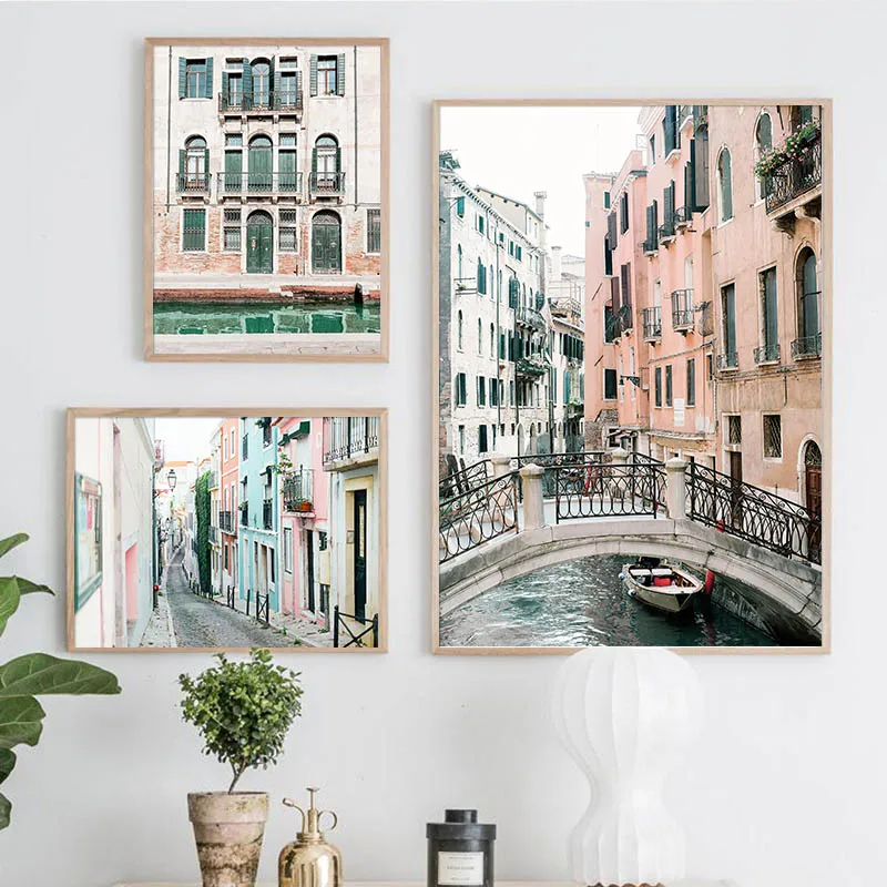 Итальянский пейзаж Венеции холст постер печать архитектура городской настенная