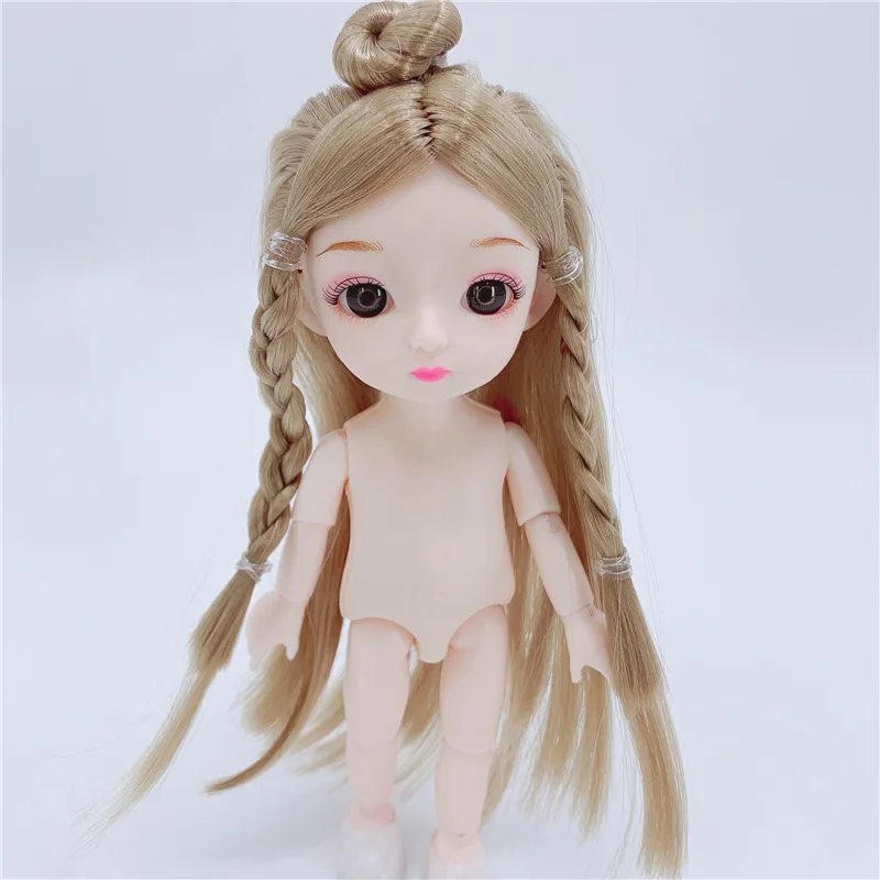 

New Mini 16cm BJD Doll Detachable Neck Nude Doll 13 Movable Joints Cute Body Dress Up Doll 3D Eyes Girl Toy Fashion Gift