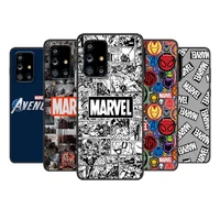 marvel logo avengers for samsung galaxy a72 a71 a52 a51 a91 a81 a32 a22 a21 a01 a02 4g 5g soft black phone case cover