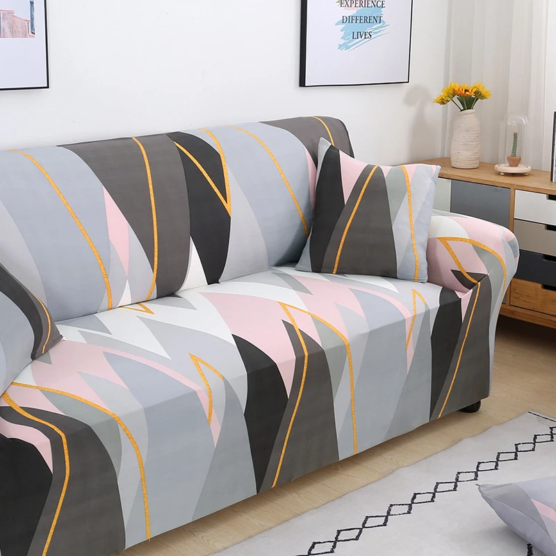 Гибкий эластичный розовый геометрический чехол для дивана полотенце все