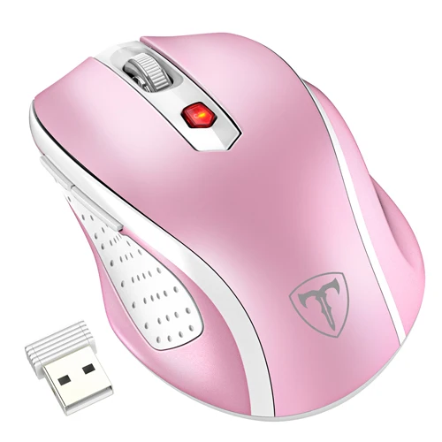 Pink Mouse VicTsing беспроводная мышь эргономичная мышь мобильные оптические мыши 2,4G с usb-приемником 5 регулируемых точек на дюйм 6 кнопок для портативных ПК - Цвет: Pink Mouse
