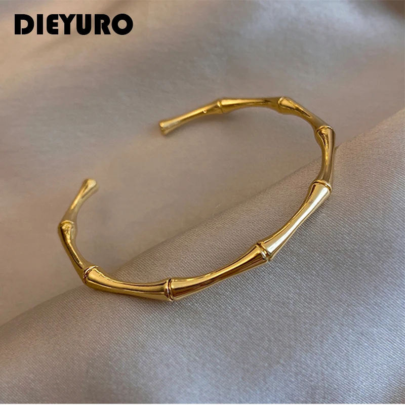 DIEYURO 316L нержавеющая сталь темпераментная бамбуковая открытая тонкая манжета