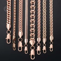 fanshion 585 rose gold color necklace curb weaving snail link chain for men women classic jewelry gifts hot sale gnn1a