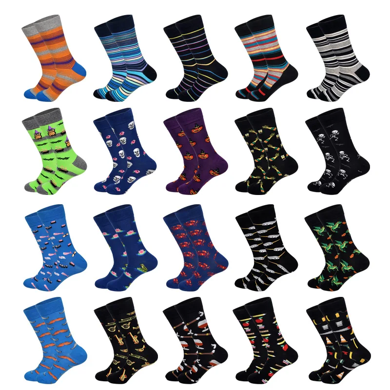 LIONZONE 2019 Новые мужские носки тыква Хэллоуин саксофон усы пугала Charizard полосатые