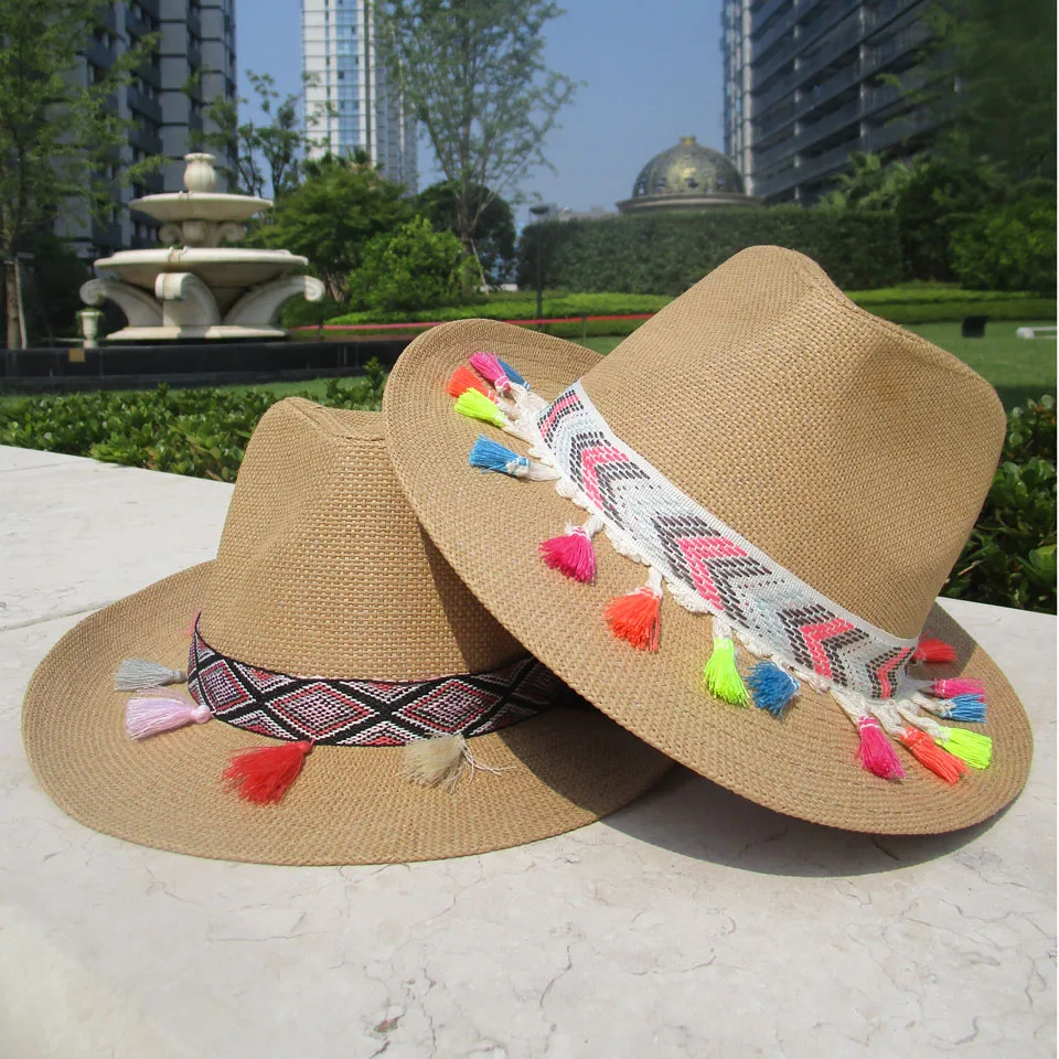 Весенне летние женские Джазовые кепки в богемном стиле шляпы с широкими птицами