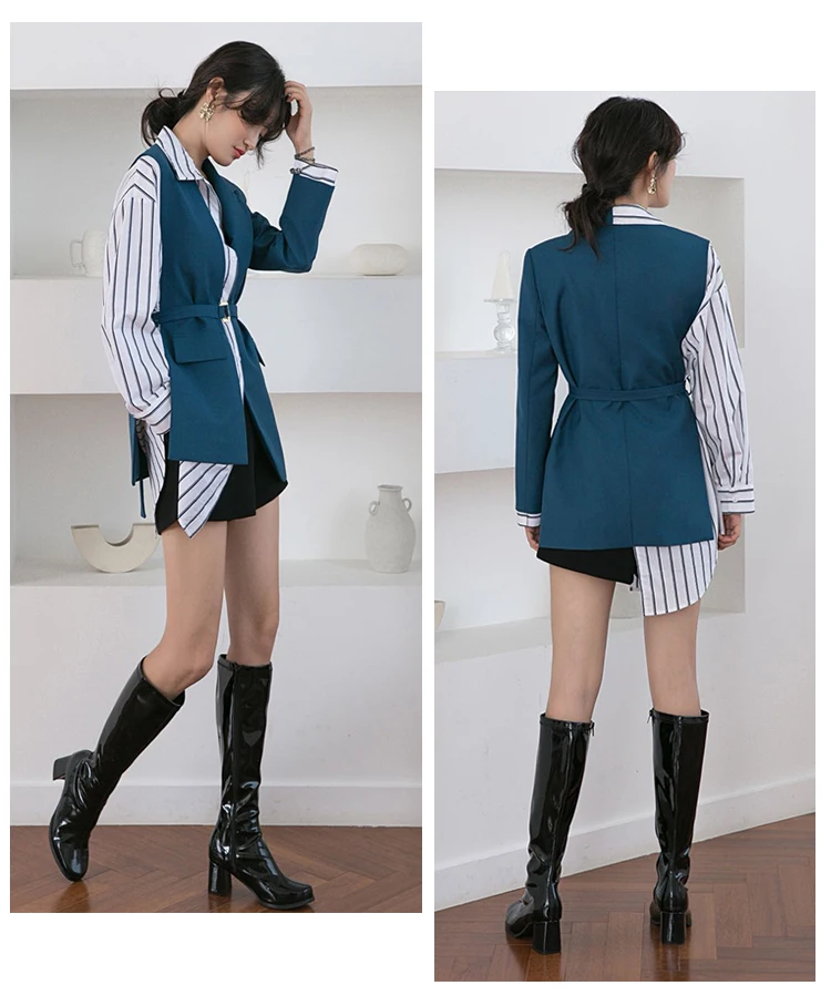 GETSRING Женский блейзер ассиметричный костюм пальто пэчворк разные цвета