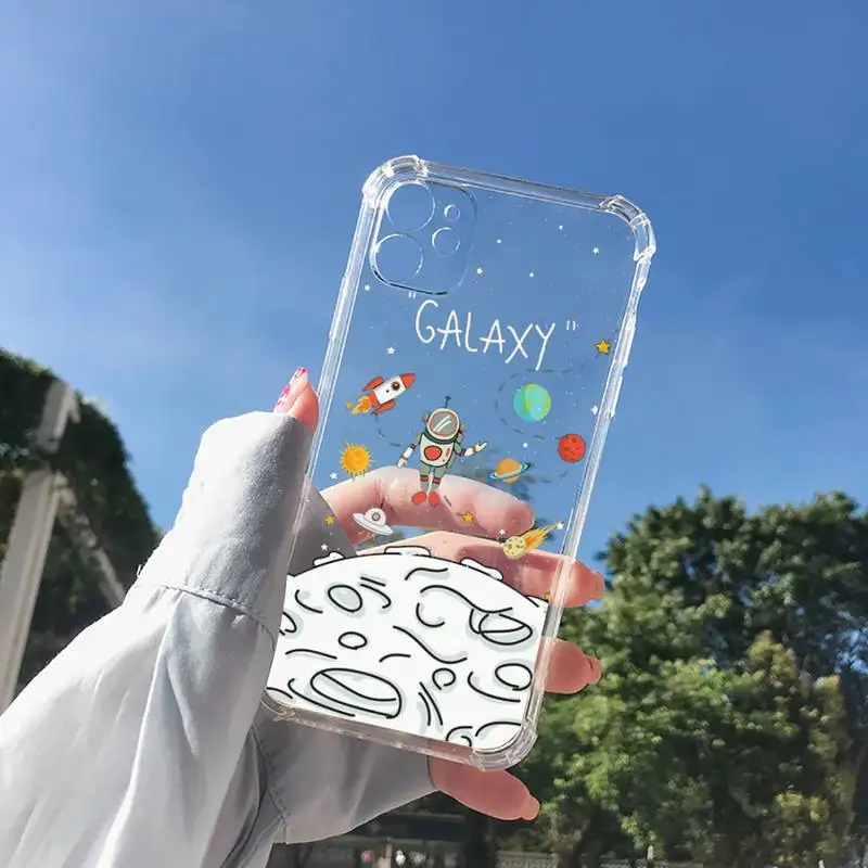 

Star Astronaut Phone Case Transparent for Clear iPhone 11 12 8 7 6 6S XS MAX Plus X 5S SE 2020 XR mini pro