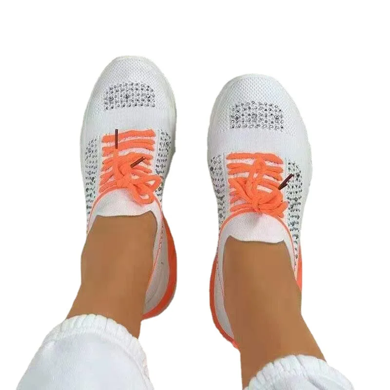 

women's sports shoes Spring, summer, the new fly woven leisure single female shoe lace diamond mesh breathable running shoes
