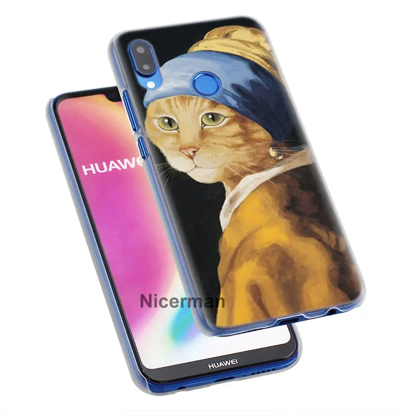 Забавный Pat Cat Art painting красочные милые чехлы для телефонов huawei P30 Pro P10 P20 Lite P30 Lite P Smart Plus Жесткий Чехол для ПК Co