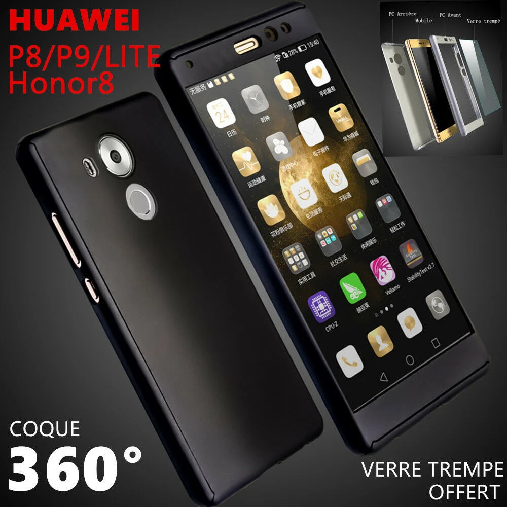 

Coque + Verre Trempe Protection Intgrale360 For HUAWEI P20 Lite P10 P8 P9 honor 9/8