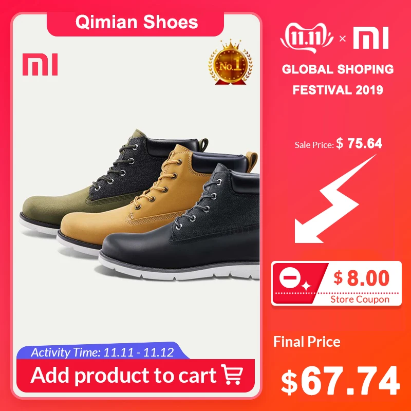 Xiaomi Mijia/мужские Ботильоны зимняя обувь Водонепроницаемая нескользящая резиновая