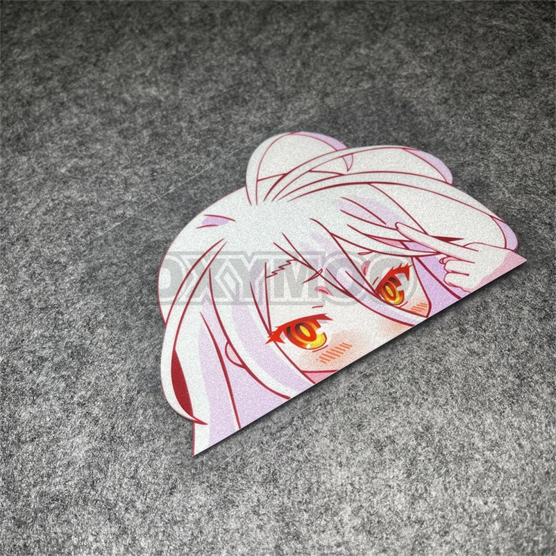 

Car Electric Motorcycle Decal for Peeping Eye Finger Shiro Anime Cartoon Girl Cute Waterproof Motor Bike Computer Sticker