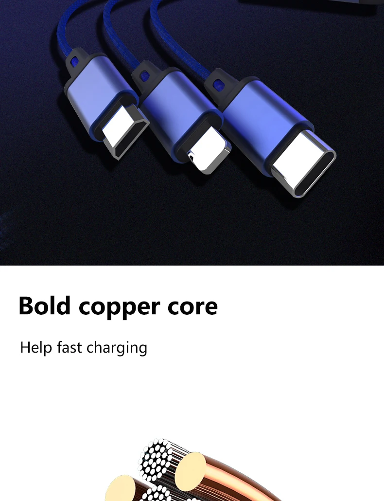 1,2 м 3 в 1 USB кабель для мобильного телефона Micro usb type C кабель зарядного устройства для iPhone кабель для зарядки многофункциональный Кабель зарядного устройства