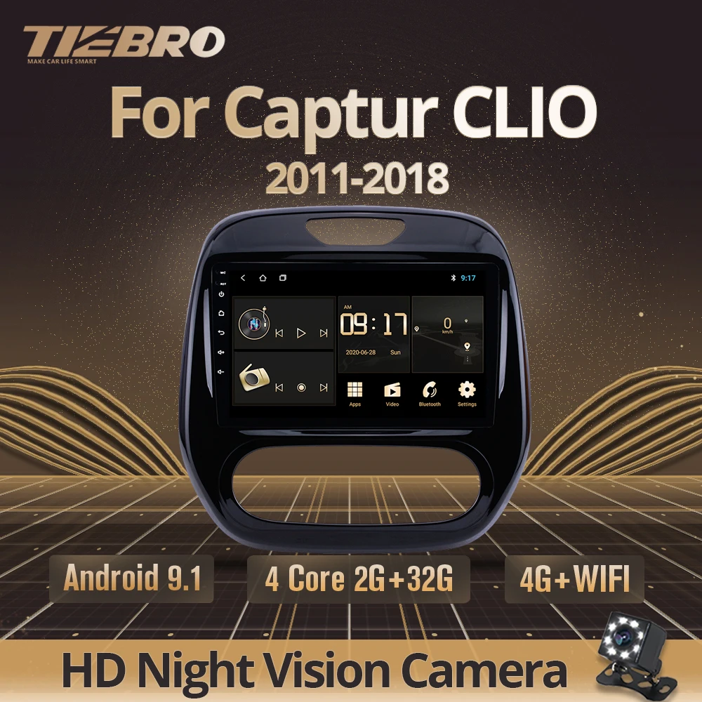 Автомагнитола TIEBRO 2DIN Android 9 0 для Renault Captur CLIO 2011 2014 2015-2016 Samsung QM3 Manual A/C DVD | Автомобили