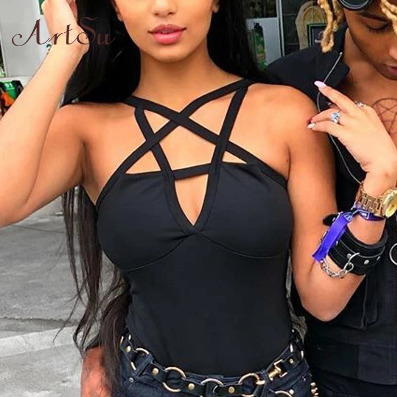 Боди Бандажное Без Рукавов на бретелях с вырезами | Женская одежда