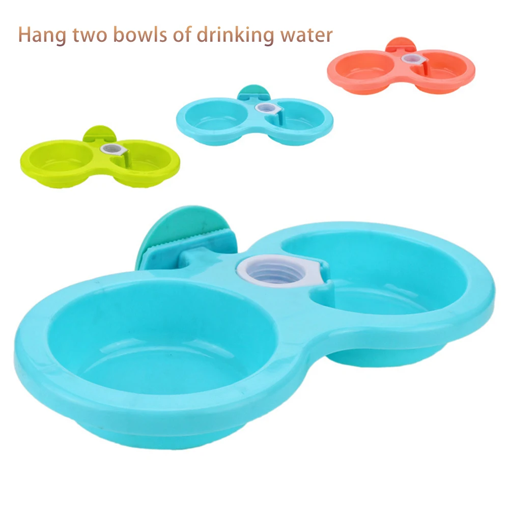 

2020 Candy-colored Hanging Pet Bowl Water And Food Dual-purpose Double Bowl Automatic Drinking Fountain Pet Food Bowl Rice Bowl